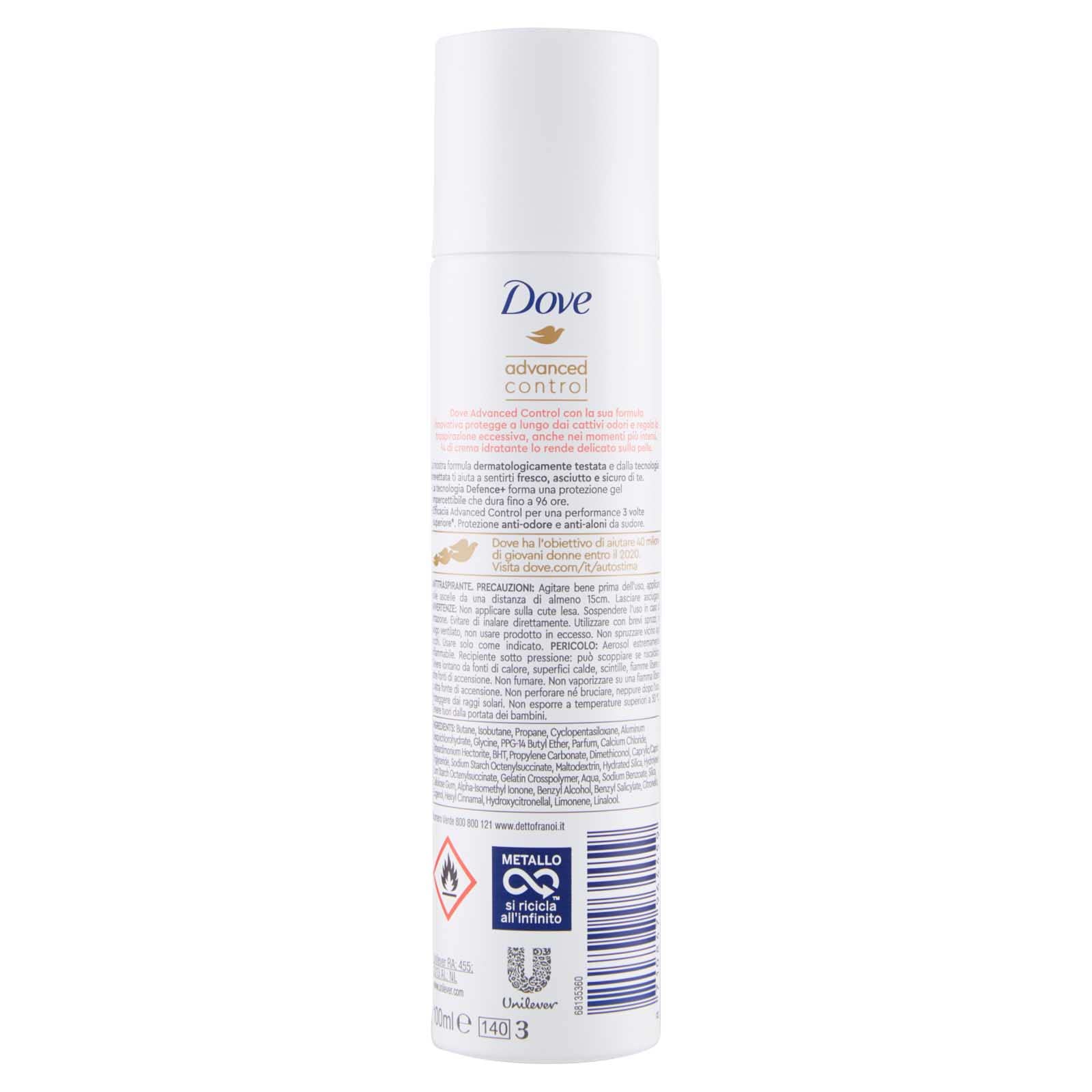 12x Dove Advanced Control Floral 96h 0% Alkohol Antitranspirant - 12 Deodorants a 100ml