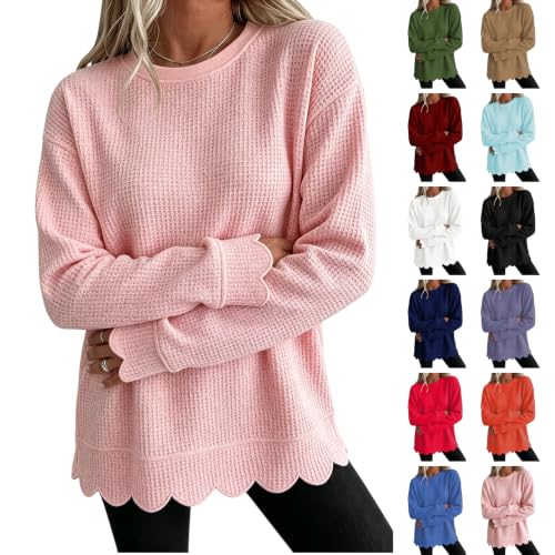 Oversized Sweatshirts for Women Baggy Waffle Knit Cozy Sweatshirt - image 1