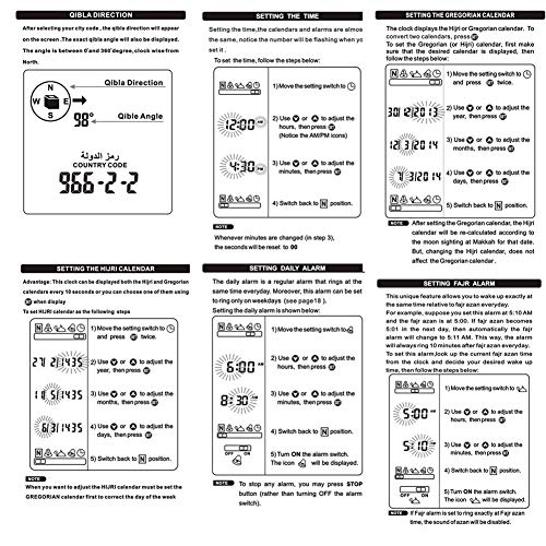 Islamic Azan Alarm Clock Muslim Prayer Clock Digital Wall Clock with Athan for Prayer Time Reminder (Silver) HA-4004 by Walfront - Used condition - Image 6