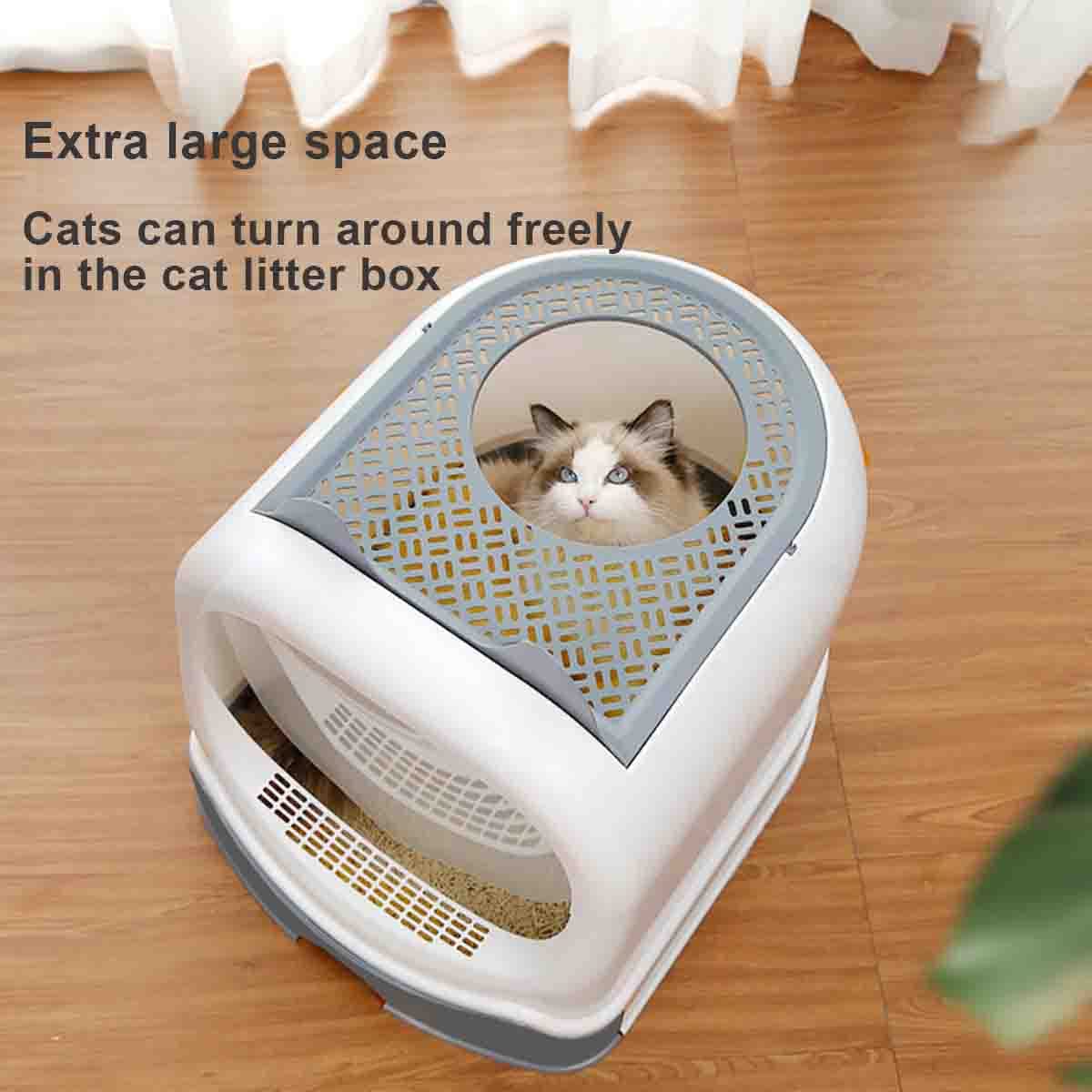 lettiera per Gatti， Lettiera for Gatti Chiusa, con cassetto Estraibile, Toilette for Gatti con Coperchio, vasino for Gatti con Porta Anteriore e Ingresso dall'alto, Facile da Pulire.(Blue)