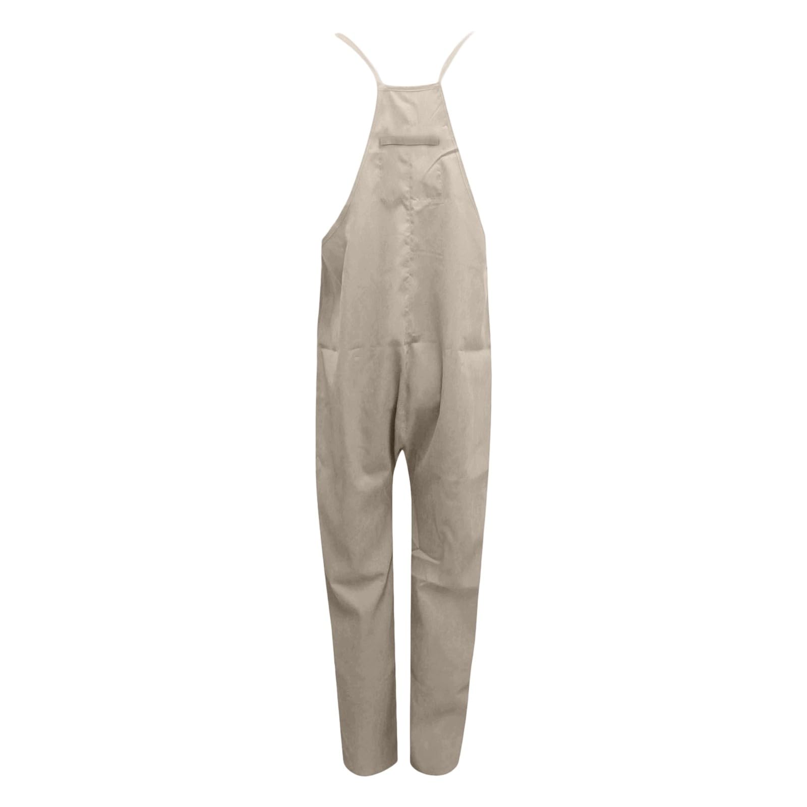 Peto de trabajo para mujer, elegante mono de verano, sin mangas, cómodo, ajuste holgado, pantalones de peto, cuello de pico, tirantes finos ajustables y prácticos bolsillos