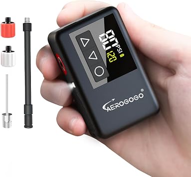 GIGA PUMP 120 PSI Rechargeable Mini Bike Pump, Bicycle Pump with Digital Pressure Gauge, 3.8oz Portable Bike Air Pump Tire Inflator, Mountain,Presta & Schrader Valves,Preset Pressure & Auto Shut Off