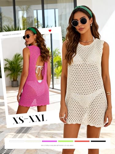 Image of ATOG Swimsuit Coverup for Women Beach Bathing Suit Cover Ups Crochet Swimwear Summer Knit Swim Outfits