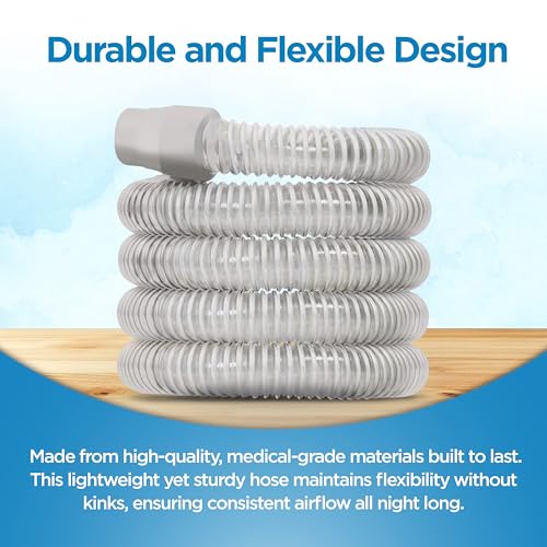 Image of resplabs CPAP Hose | Perfect Fit Replacement Tubing for All CPAP Machines | 6ft Standard 22mm, Gray (Pack of 2)