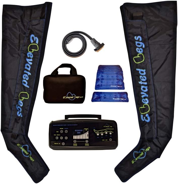 Elevated Legs Athlete Recovery Boot System for Air Compression Massage with Leg Sleeves, Hot/Cold Gel Liners, Air Pump, Storage Backpack – Improve Circulation and Recover Quickly (Medium)