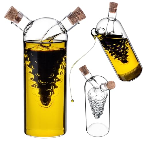 KADAX Bouteille en Verre 2 en 1 pour Huile et Vinaigre - Distributeur d'Huile 300 ml avec...