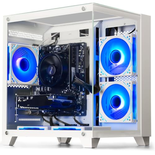 WIWB Prebuilt Gaming PC Desktop | 16G DDR4 RAM | 512G SSD | Ryzen 5 6Cores 3.6G Up to 4.1G | RX 560 4G Graphics Card | Wi-Fi 6 |Tower Computer White