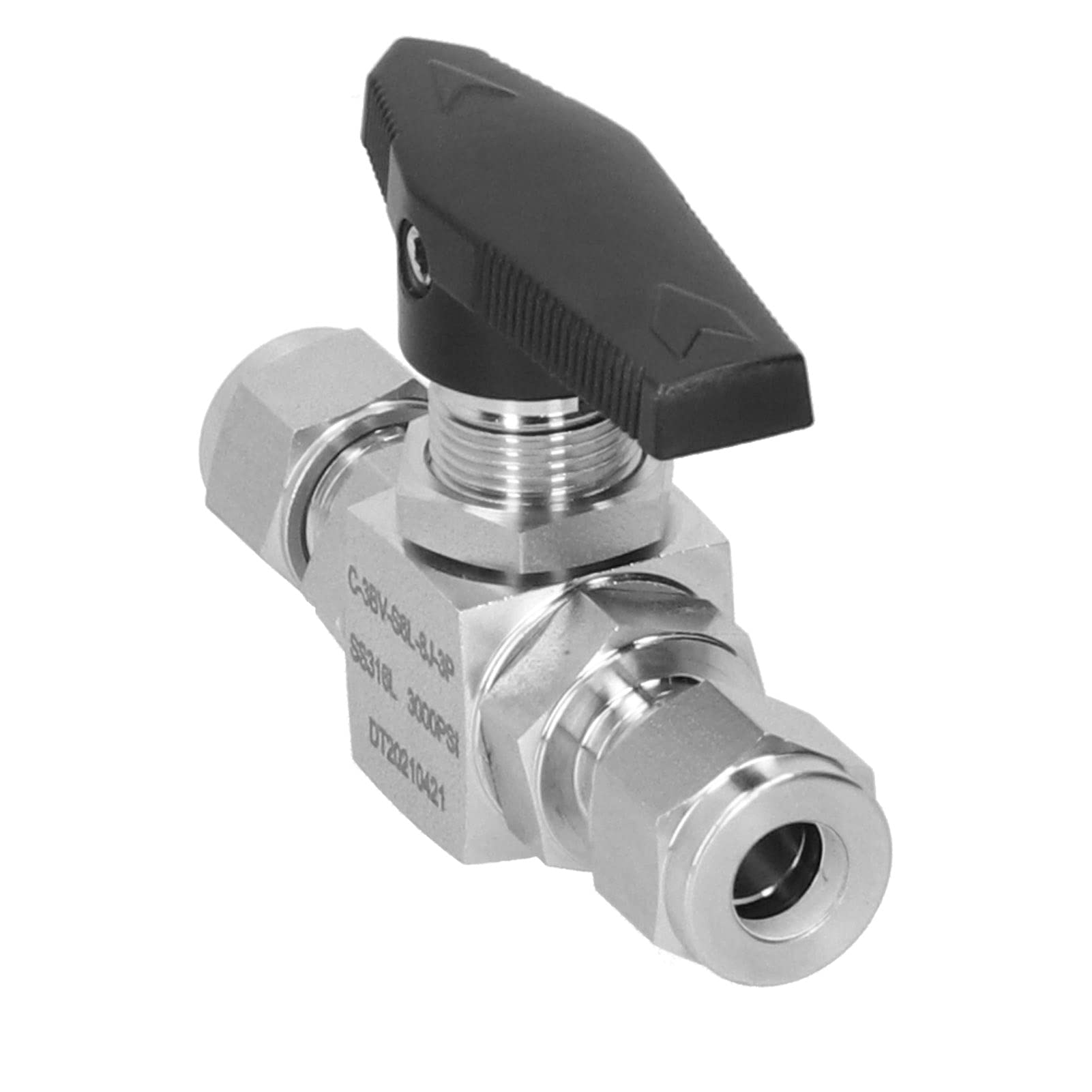 Válvula de bola de acero inoxidable, equipo de virola pasante recta de 3 piezas SS316L de 8 mm de diámetro para conservación de energía, industria automotriz, petroquímica,