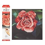 Leisure Arts - Diamond Art Sparkle Art Diamond Paint by Number Red Rose Kit – 5D Pixel Painting DIY Arts and Crafts for Kids Canvas Wall Decor