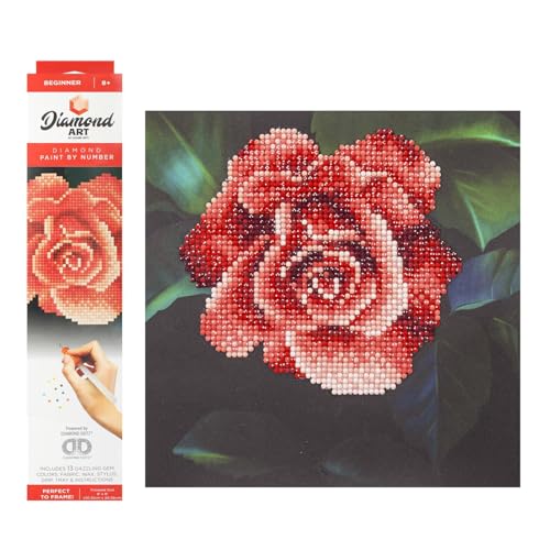 Diamond Art By Leisure Arts Kit 8x8 Beginner Red Rose, None