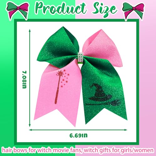 2 Pinzas para el cabello con lazo rosa y verde miniatura 4