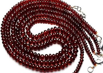 Beads Gemstone 1 Strand Natural Hessonite Garnet Smooth 4 to 6MM Rondelle Beads 16.5 Inch Chik_NECKLACE-39518
