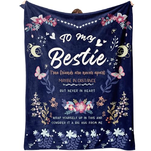 Bestie Gifts for Women on Mothers Day - Best Friend Blanket Gift 60 x 50 Inch - Bestie Gift, Best Friend Happy Birthday Gifts - Friendship Flannel Throw Blanket Thinking of You Far Away Gifts