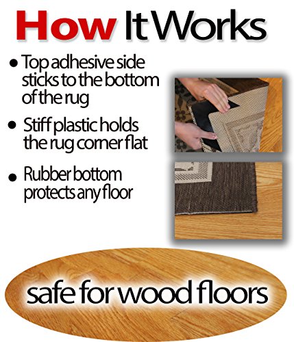 Nevercurl Best V Shape Design Rug Corner Gripper To Instantly Stops Rug Corner Curling - Safe For Wood Floors - For Indoor & Outdoor Rugs - Carpet Tape/Rug Tape - Not An Anti-Slip Pad - Rug Grip #TOP5