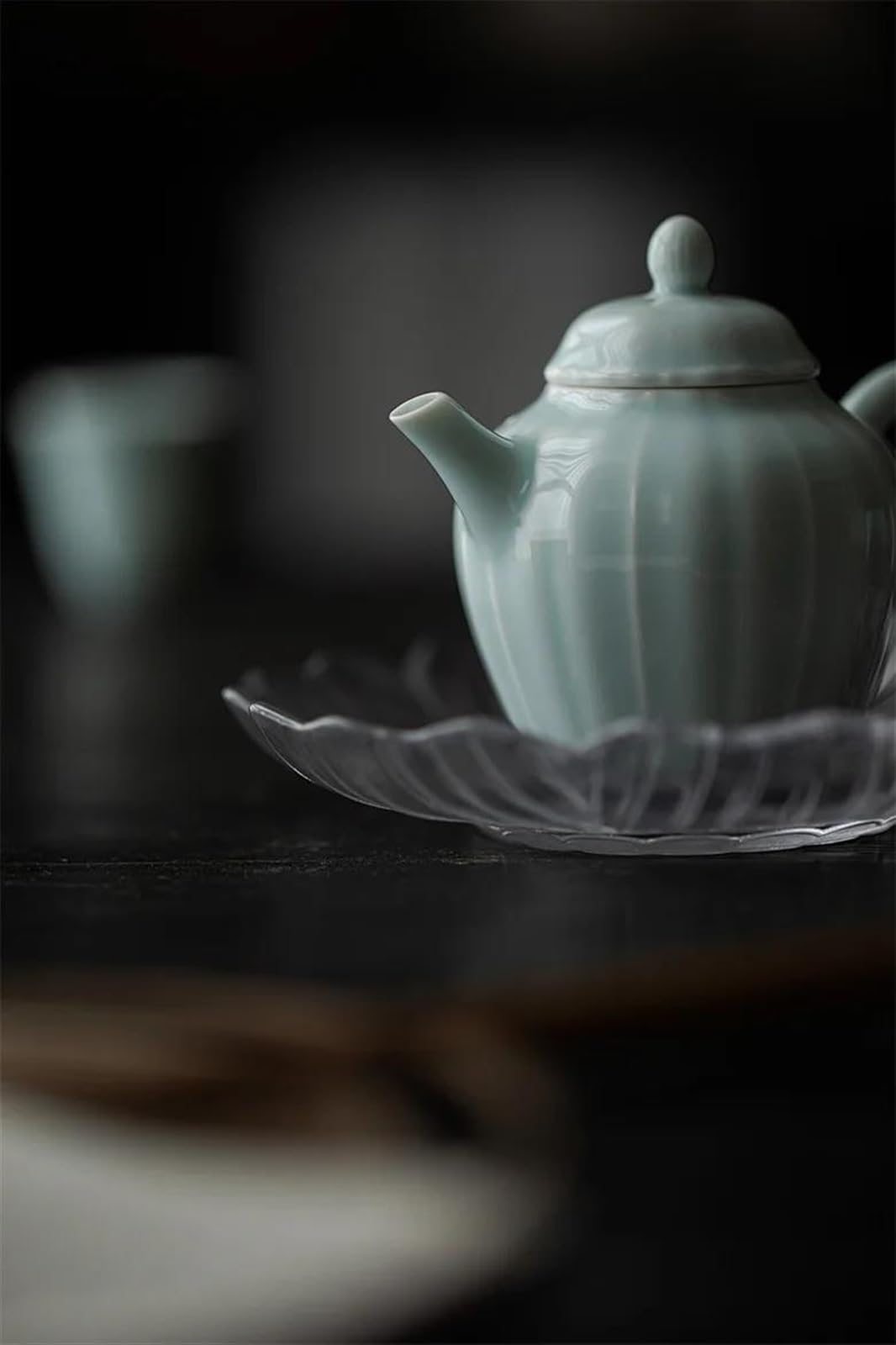Ceramiczny czajniczek w stylu chińskim， Zestaw do popołudniowej herbaty Chiński Celadon Niebieski Ceramiczny Czajnik Zestaw do ceremonii herbacianej Mleko Oolong Herbata Tie Guan Yin Jaśmin Zestaw do