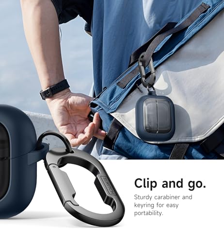 Image of SURITCH for Samsung Galaxy Buds 3 Pro (2024) / Buds 3 (2024) / Buds3 FE (2025) Case, Magnetic Bumper Cases, Rugged Shockproof Protective Covers with Carabiner & Cleaning Kit & Removal Tool, Navy