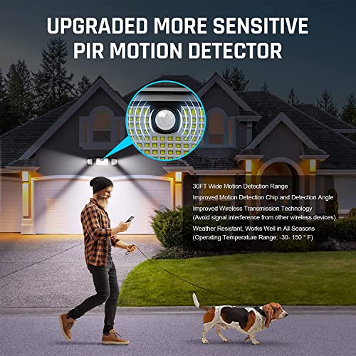 Solar Lights Outdoor, 3 Head Solar Motion Lights Outdoor With 2500Lm 218 Leds High Brightness, Built-In Bigger Tempered Glass Solar Panel, Sensitive Pir Motion Inductor(2-Pack) #TOP3