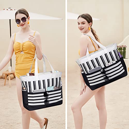 Bolsa de playa impermeable para mujer con compartimento húmedo 2