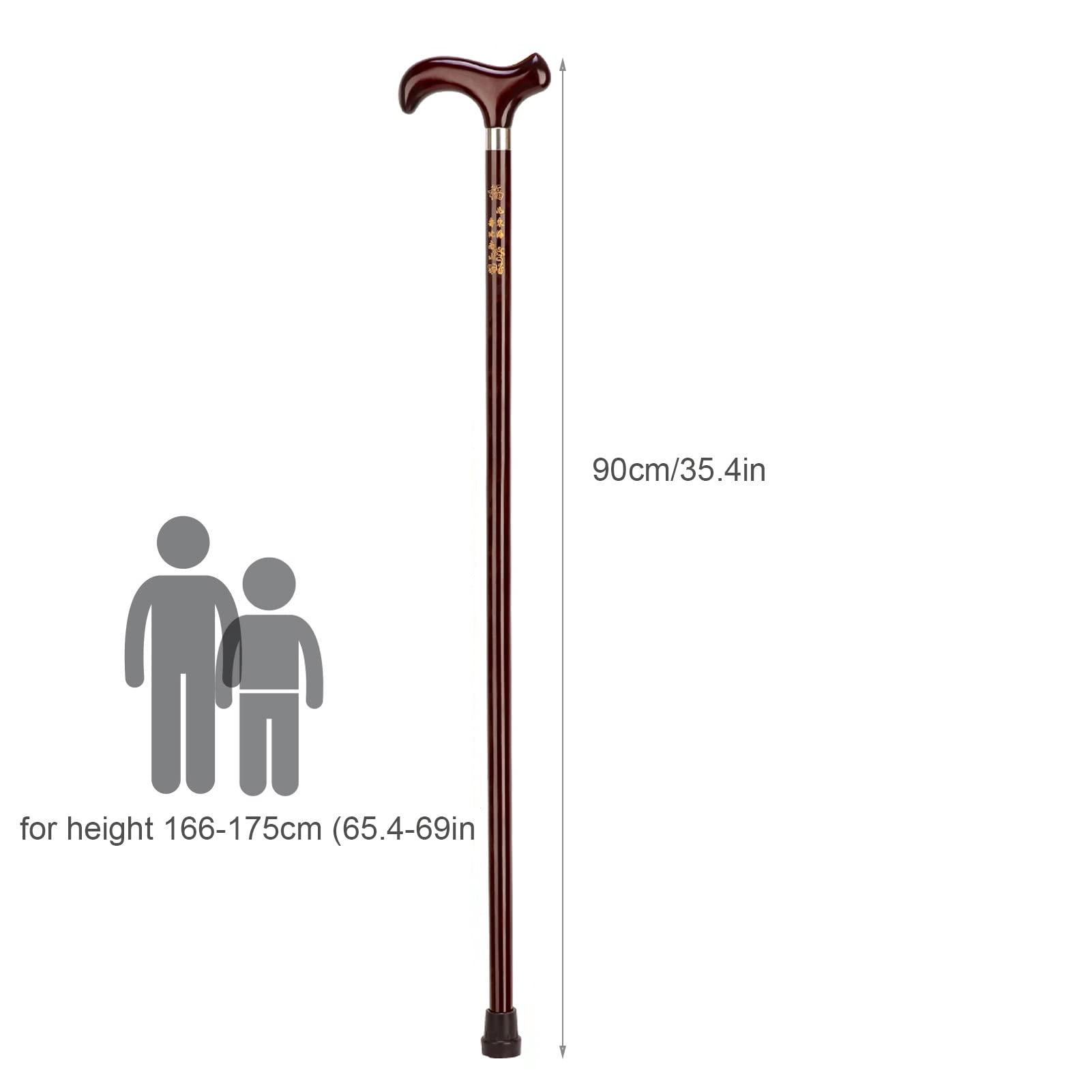 Bastón cuádruple de Madera para Mayores, bastón de Madera para Hombres y Mujeres con 4 Patas, con Cuerda para la muñeca (Size : 90cm/35.4in)