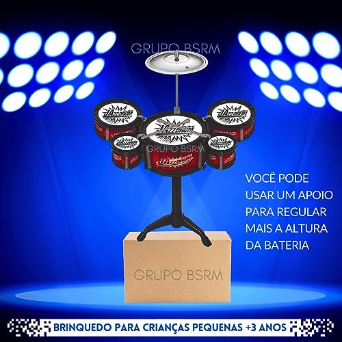 Bateria Infantil Musical Mini Completa Kids Criança Jazz Pop (Vermelho)