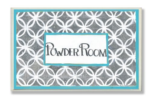 The Stupell Home Decor Collection Powder Room Grey and White Lattice Bathroom Wall Plaque by The Stupell Home Decor Collection