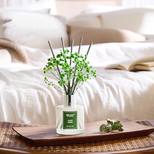 Image of Airkeep Reed Diffuser Set,3.38 fl oz (100 ml) - Black Forest Oil Diffusers with 8 Reed Sticks, Home Fragrance Reed Diffuser for Bathroom Shelf Decor