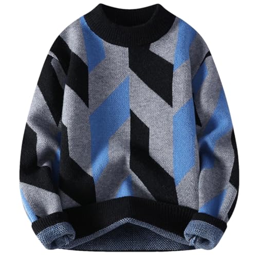 Mens Christmas Sweaters Thick Warm Harajuku Pullover Men Long Sleeves Argyle Print Sweater