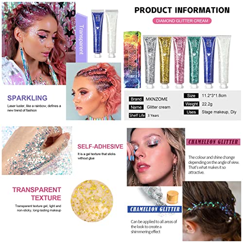 Glitter Corpo, MKNZOME 6 pezzi Glitter Capelli