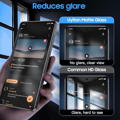 Image of Uyiton for Samsung Galaxy S26 Plus Matte Screen Protector - 2 Pack | Fingerprint Unlocking, Anti‑Glare & Anti‑Fingerprint, Bubble‑Free, Easy Install, HD Clarity, Smooth Matte, 9H+ Hardness.
