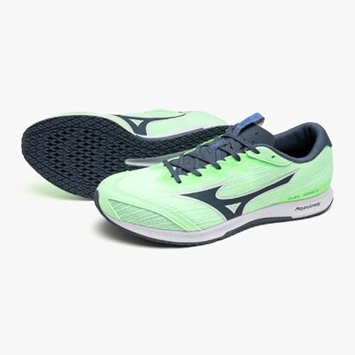 Ohmiya Sports 【オリジナルステッカー付】ミズノ デュエルソニック4(陸上競技)[ユニセックス] ランニングシューズ U1GD2570-01(ライトグリーン×ネイビー)