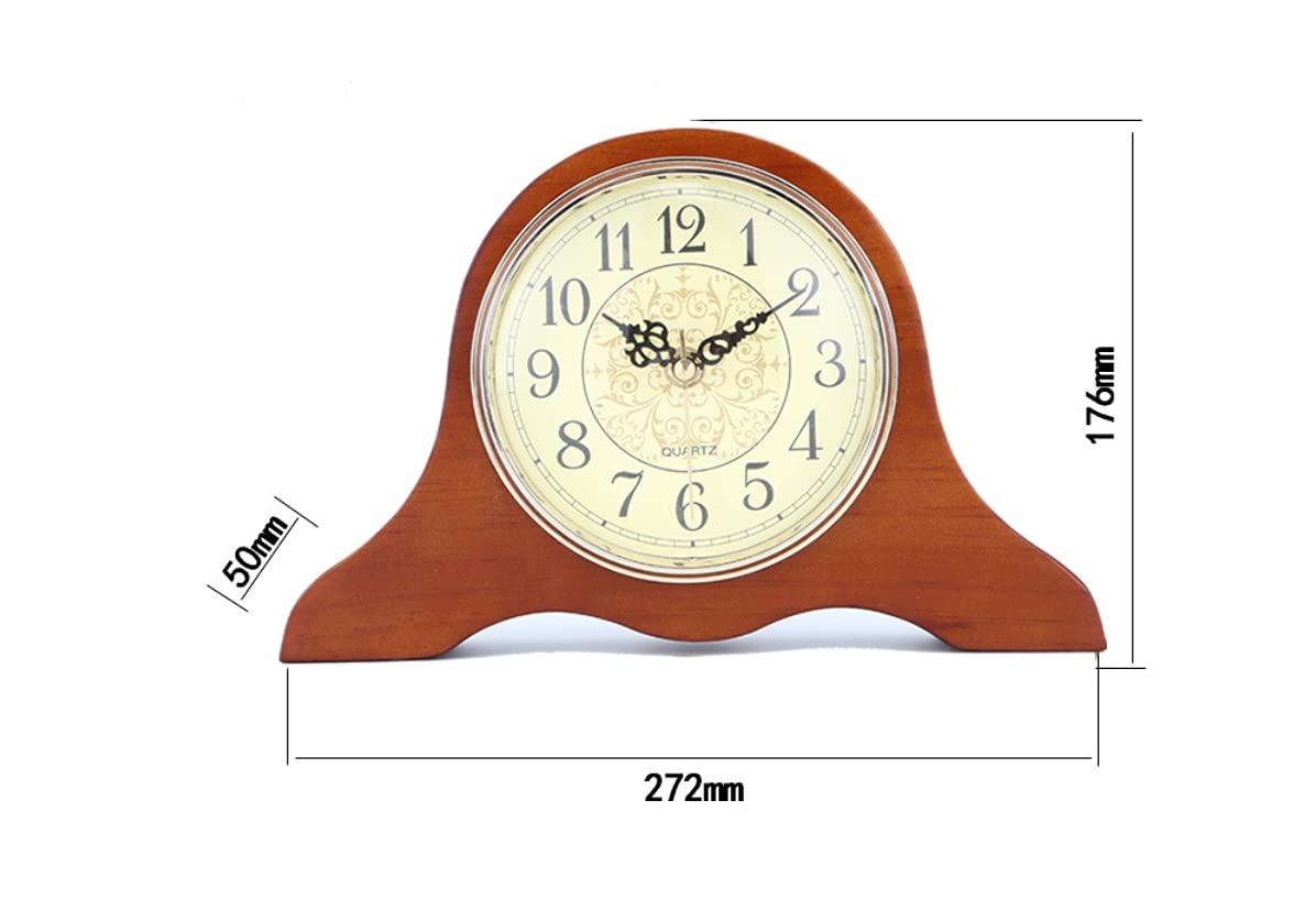 Handgefertigte Massivholz Tischuhr Kaminuhr Halterung Bronze Oberfläche und Zahlen Silent Quarz Holz Uhr Silent Retro Kaminuhr27cm lang rot