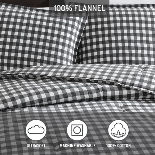 Image of Eddie Bauer - Queen Comforter Set, Reversible Cotton Bedding with Matching Shams, Luxurious Bedding Set for Colder Months (Preston Grey, Queen)