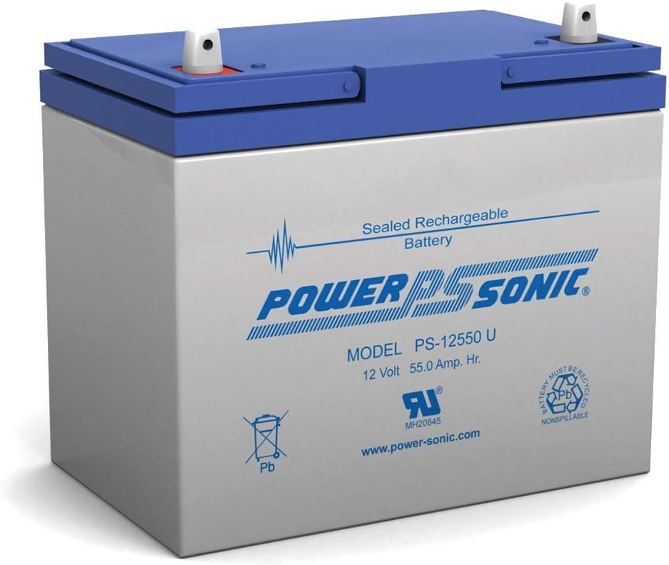 Power-Sonic Rechargeable Sealed Lead Acid Battery PS-12550 12V 55.0 AH @ 20-hr. 12V 52.25 AH @ 10-hr.