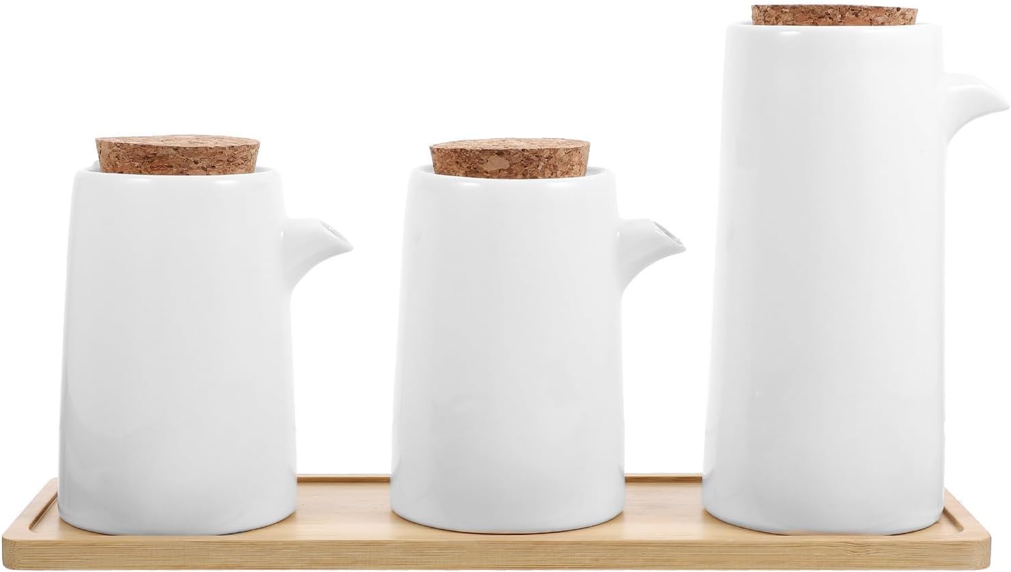 Japanese Ceramic Oil Dispenser Bottle with Lid and Tray