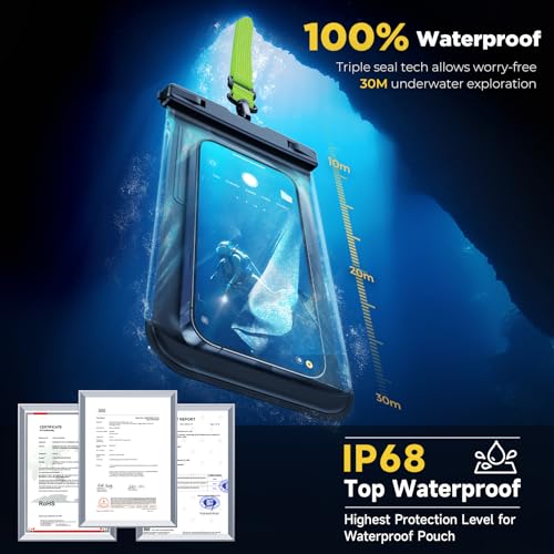 [2 Pcs] Humixx Floating Waterproof Phone Pouch [Sponge 20X Super Buoyancy] [Beach Travel Essentials], IP68 Waterproof Case Dry Bag for iPhone 15/14/13 Pro Max Samsung 24/23/22 Ultra Google Up to 8.8” - Thumbnail 4