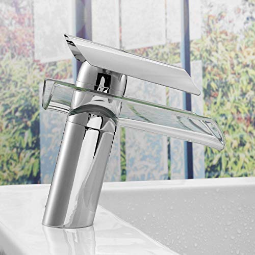 Mitigeur de salle de bain cascade chrome pour vasque moderne