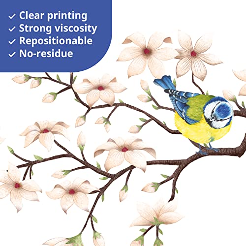 DECOWALL SG2-2304 White Cherry Blossom Branch Wall Stickers Flower Birds Wall Decals Bedroom Living Room TV DIY Wall Home Décor - Image 4