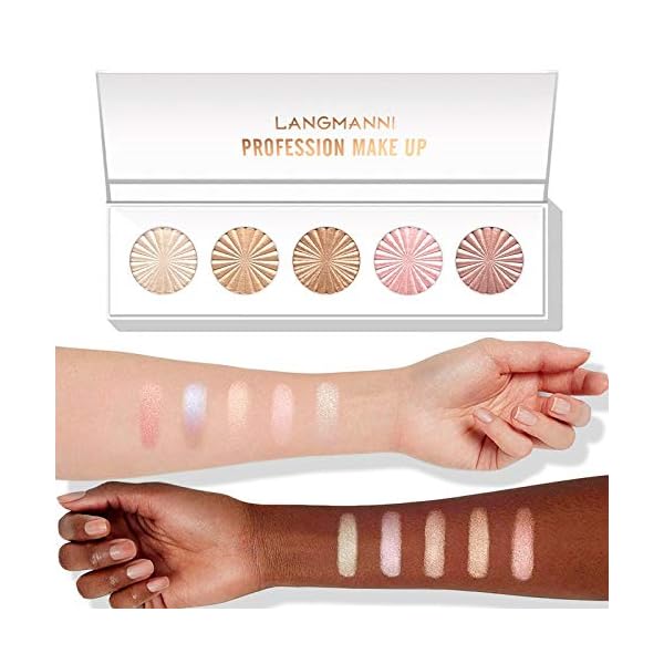 Highlighter-Powder-Palette-Makeup-Palette-Facial-Bronzers-Illuminator-Palette-Highlighter-Baked-Waterproof-Long-Lasting-Brilliant-Lighten-Skin-Color-Face-Highlighter-Powder Highlighter Powder Palette, Makeup Palette Facial Bronzers Illuminator Palette Highlighter Baked Waterproof Long Lasting Brilliant Lighten Skin Color (5 Color, 1 Count (Pack of 1))