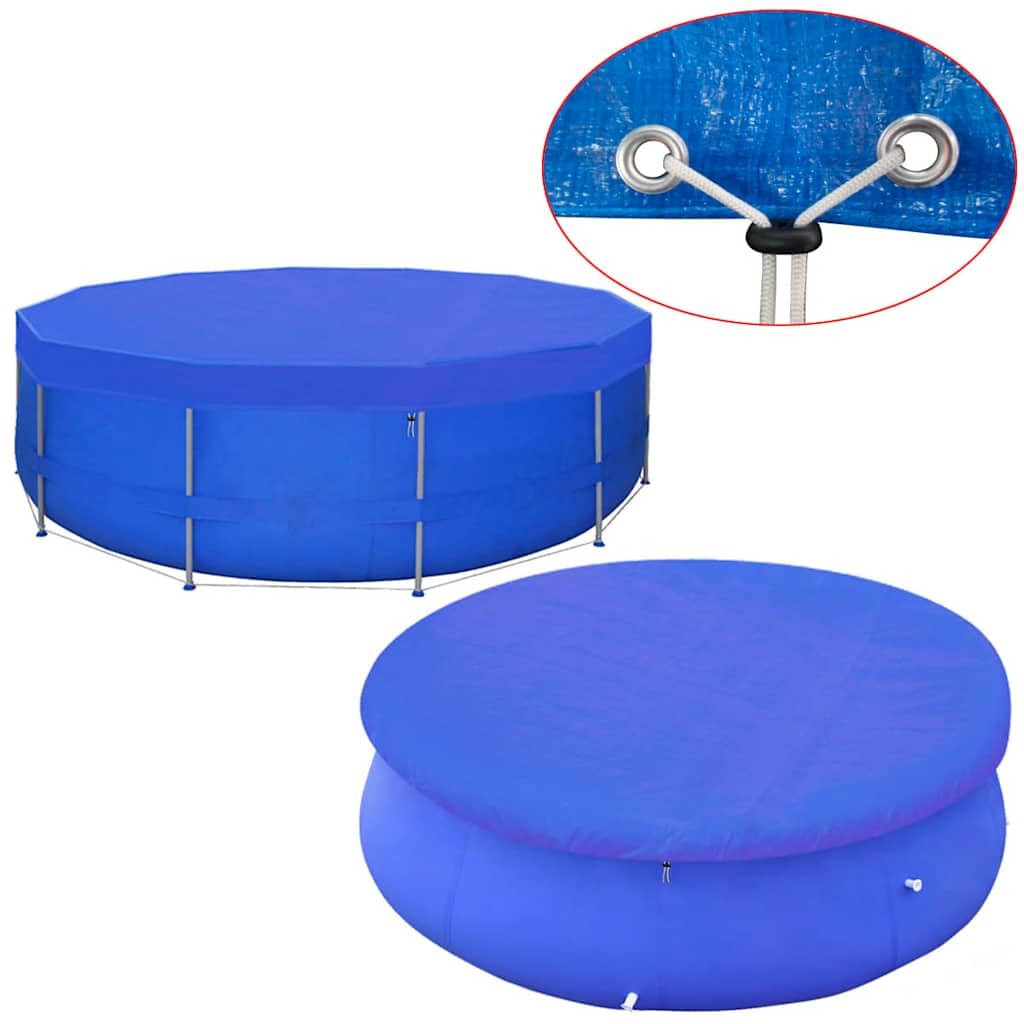 Telo di copertura per piscina in polietilene, rotondo, 540 cm, blu scuro, 90 g/m², con fori di drenaggio, resistente agli strappi, impermeabile, per piscine, telone invernale con fissaggio a