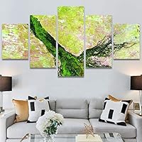 SIGNWIN 5 Panel Canvas Wall Art Abstract Aerial Contemporary Mixed Media Modern Art Multicolor Texture for Home Decorations Ready to Hang - 60