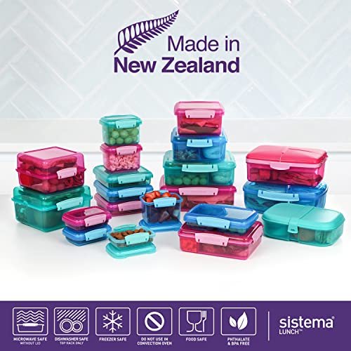 Sistema Lunch Collection Food Storage Containers, Blue, Green, Pink 6.7Oz #TOP5