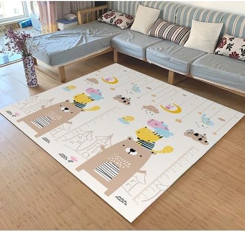 Foldable Baby Play Mat with Fabric Book | 200x180x1.5 CM | Waterproof, Reversible Soft Floor Mat for Infants & Toddlers | Activity Playmats for Babies, Foam Baby Mat for Floor, Indoor Outdoor Use