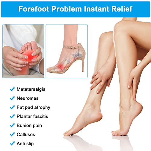 URAQT Fusspolster Pads, 4 Paar Silikon Pads Vorfuß Gelpolster Vorderfuß Schuheinlagen für Gelpolster Vorderfuß Fersenschutz High Heels Schuhpads, Einlegesohlen Vorfuß, Ballenpolster (transparent)