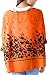 Uget Women's Boat Neck Loose Dolman Sleeve Tops Bohemian Chiffon Blouse T Shirt Plus Size Free Size Orange