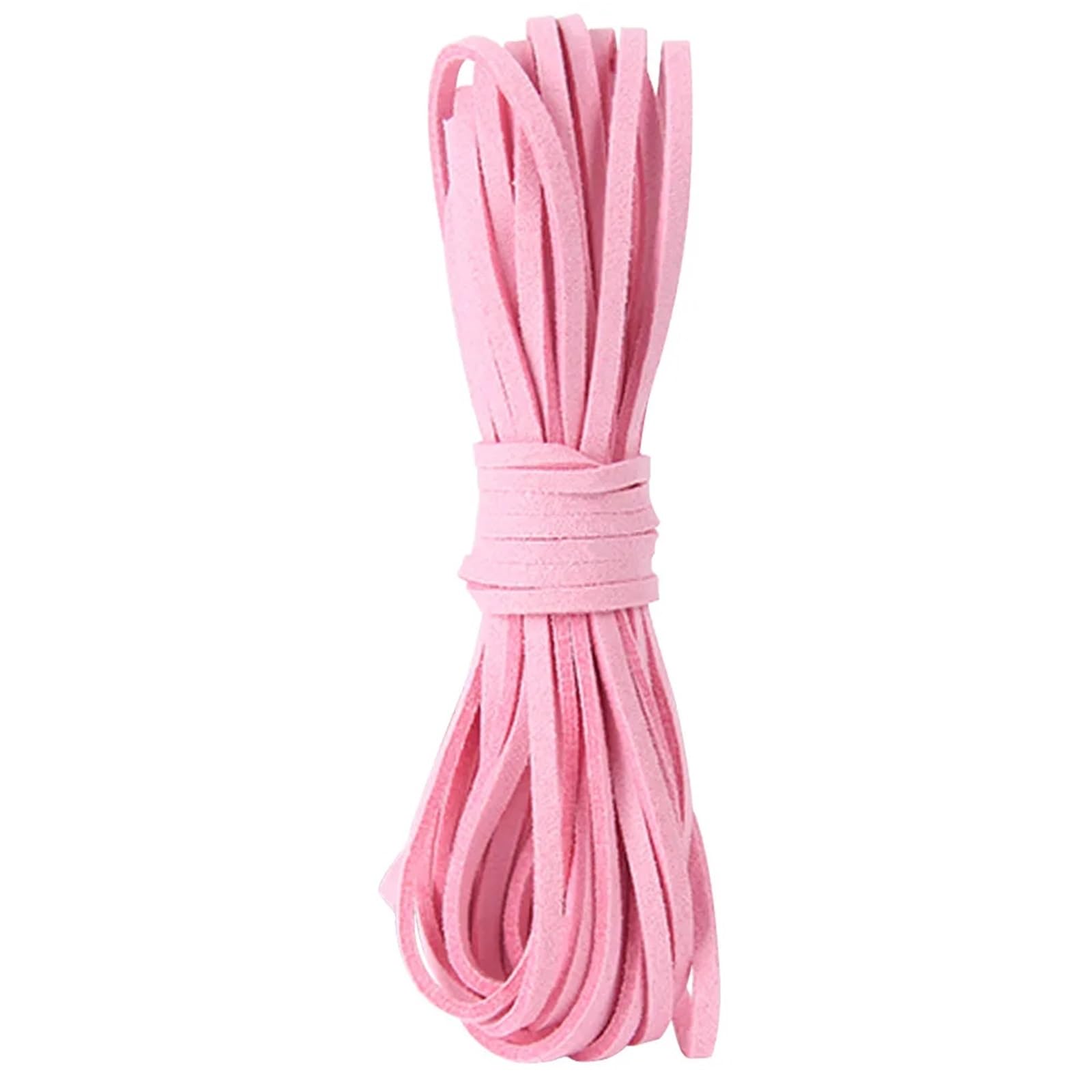 Cordón de cuero de gamuza sintética 8 piezas 5 metros 3 mm de ancho Cordón de cuero de gamuza sintética Cuerda de cuerda de terciopelo multicolor(Light Pink)