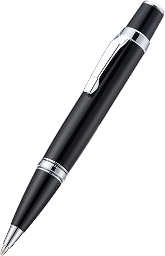 Miniatura 2 de Juego de 3 mini bolígrafos con recambios adicionales, tinta negra de punta media de 0.039 in, bolígrafo de metal de escritura suave para negocios,