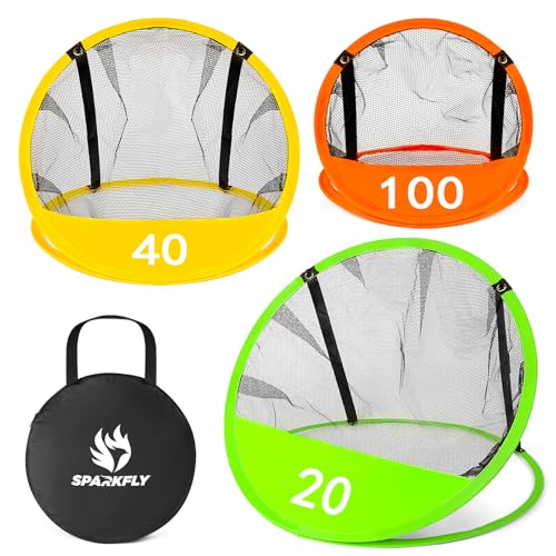 Golf Chipping Net Pop-Up Practice Nets with 3 Targets for Indoor Outdoor Backyard Golf Training Game
