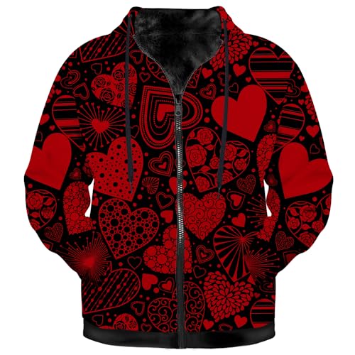 Valentines Jacket for Women Men Winter Fleece Sweatshirt Long Sleeve Hooded Full Zip Up Hoodies Coat with Pockets3