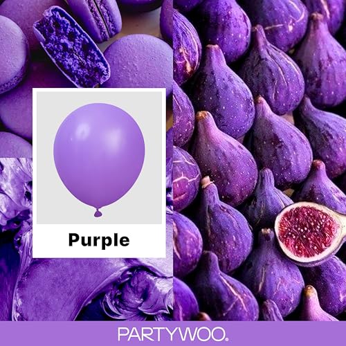 Image of PartyWoo Purple Balloons 100pcs Different Sizes of 18 12 10 5 Inch Purple Balloon Arch Kit Garland for Birthday Engagement Wedding Bachelorette Bridal Shower Butterfly Party Decorations Purple-Y15