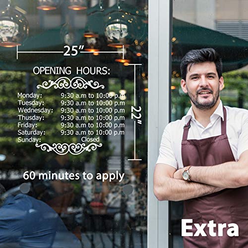 Lokaus Professional Business Hours Sign Sticker Kit, Large Size Do It Yourself Hours Sign For Business, No Background Hour Customisable White Glass Window Sticker For Operation Sign, Outside Store Hours Vinyl Window Stickers. #TOP5